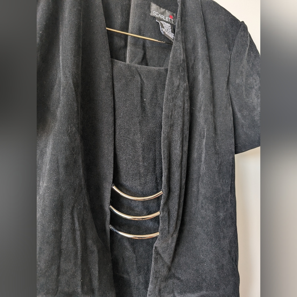 Vintage 90s Black Dress Sz 10P - Picture 3 of 4